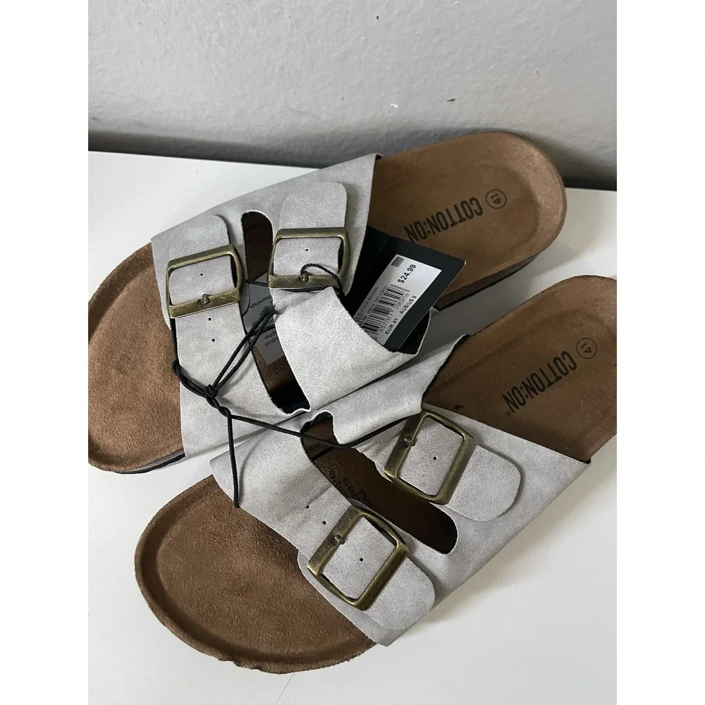 COTTON ON Double Buckle Sandal‎ Mens US 8 EU 41 Grey Unisex